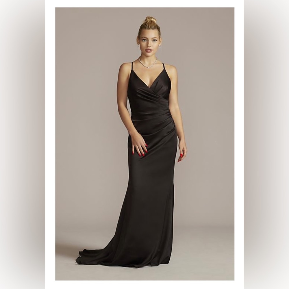 David’s Bridal satin spaghetti strap mermaid bridesmaid dress - STYLE# GS290067